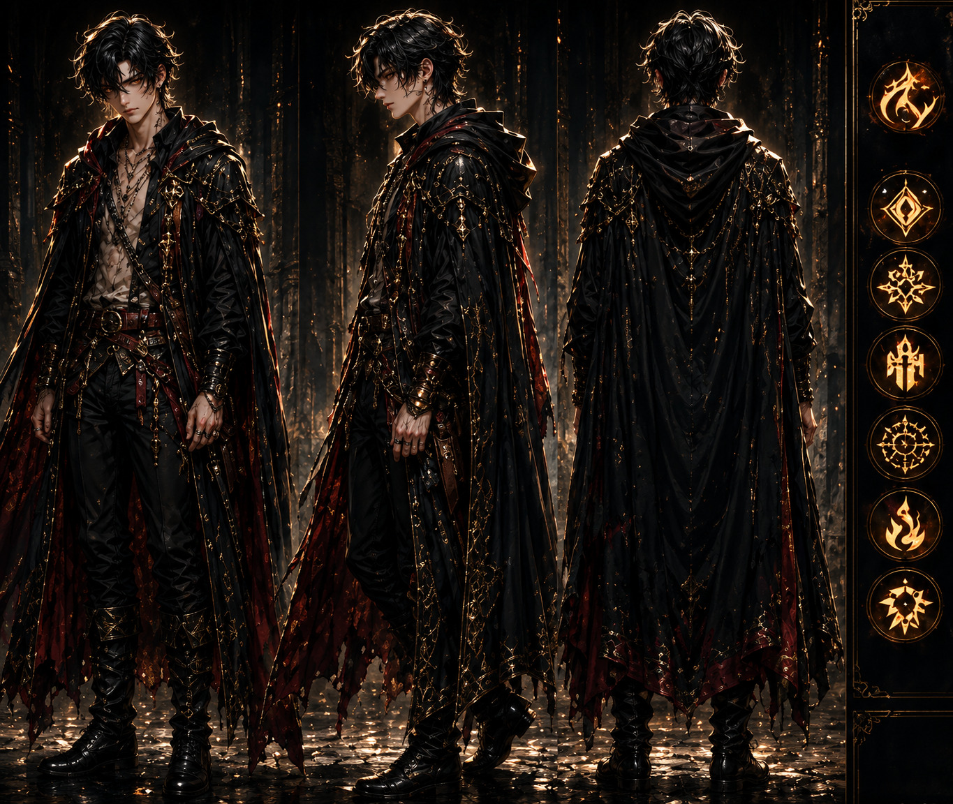 Three views — front, three-quarter, back