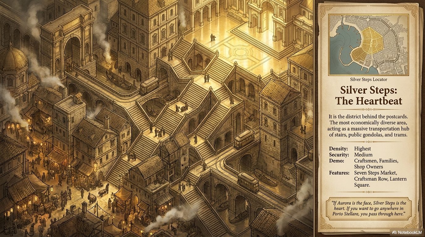 Atlas plate — Silver Steps, the heartbeat of the city